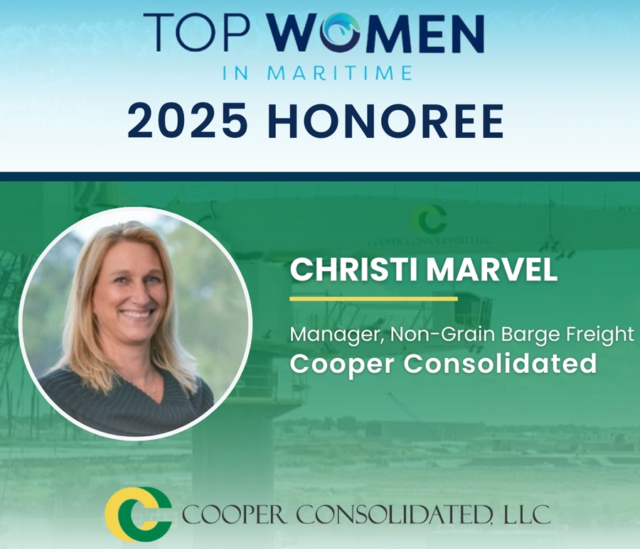 Christi Marvel, Cooper Consolidated recognized for leadership in Maritime Industry.